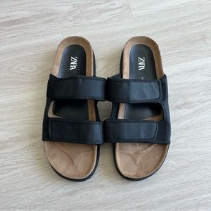Zara Man Slide Sandals Sz 12 Black